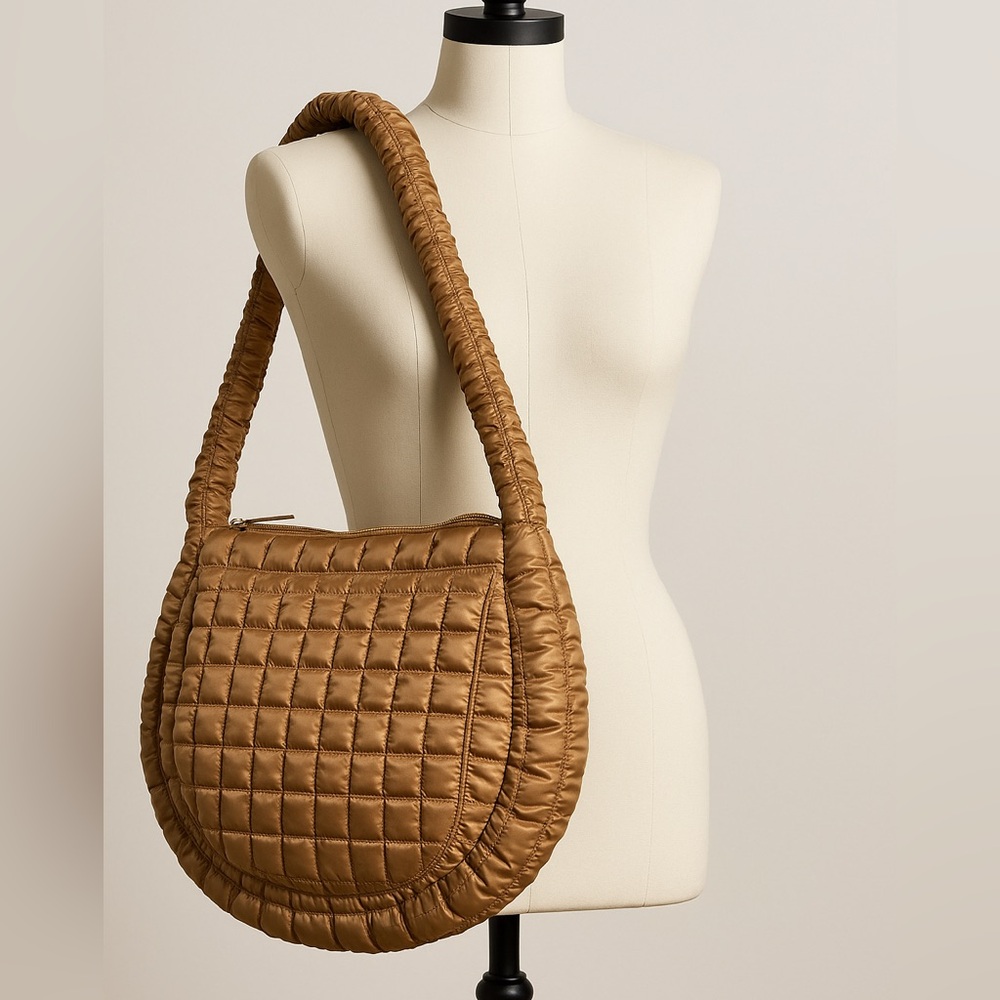 Elegant Brown Quilted Shoulder Bag